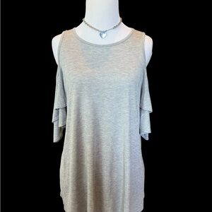 Alya Heather Gray Cold Shoulder Blouse